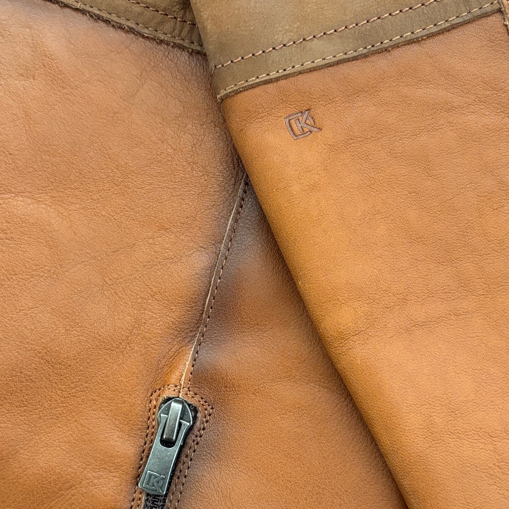 Women's Tall Tan Leather Heeled Boots - Picture 2 of 11